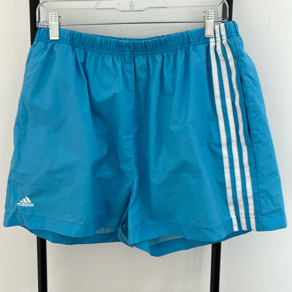Vintage Adidas Originals Men's Trace Swimming Shorts-Sky Rush Size L Y2K